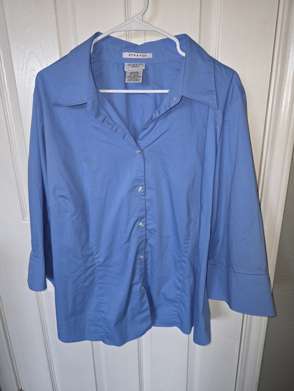 Stretch George Women's Blue Button-Front Shirt